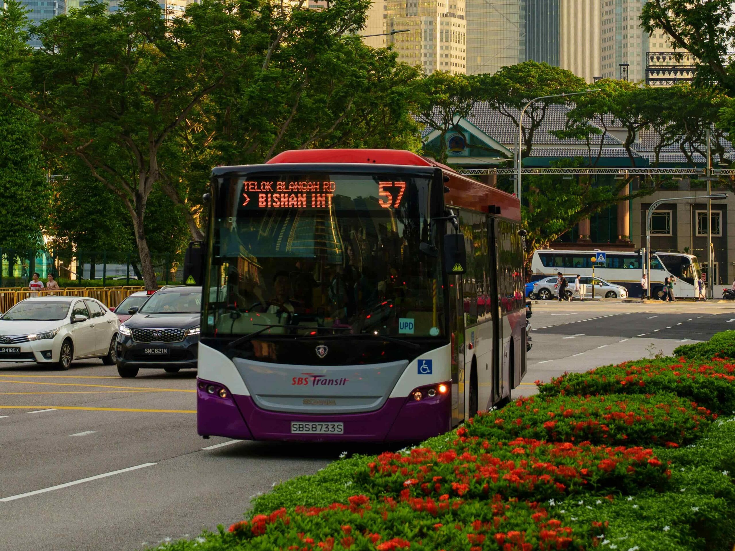 A Singapore bus with its number to distinguish its route.