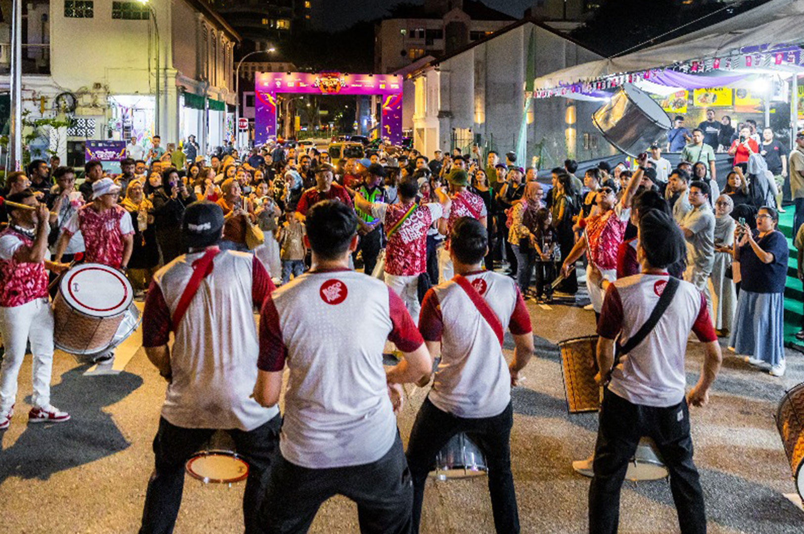 Street drummers performing at Kampong Glam