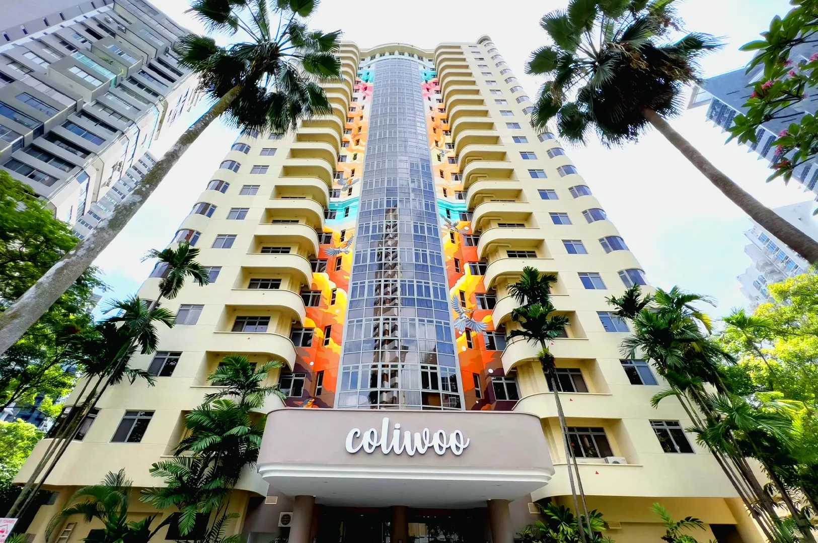 Coliwoo Orchard Singapore serviced apartment with colorful facade