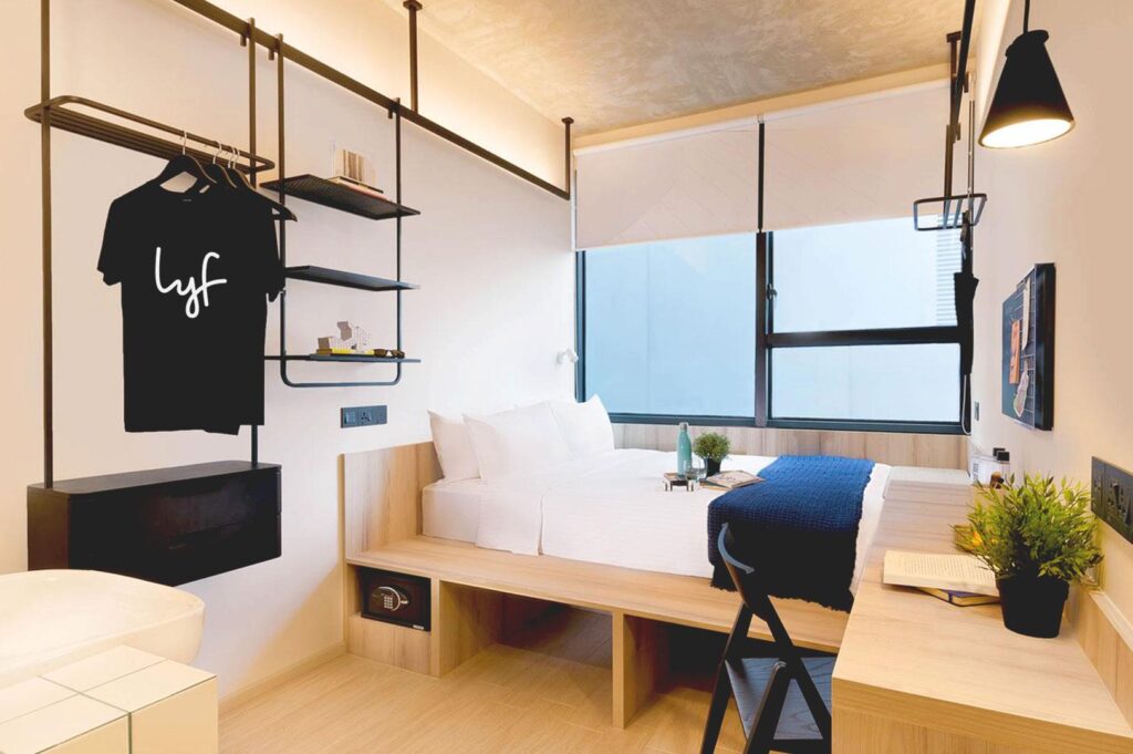 Compact One of a Kind studio room at lyf Funan Singapore.