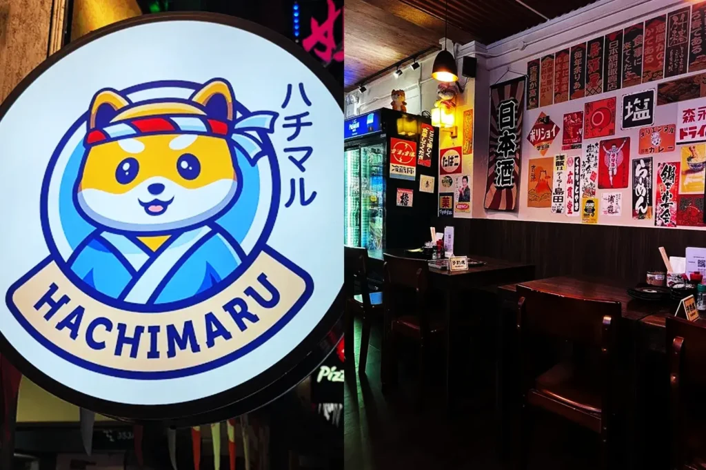 Hachimaru Izakaya interior with Japanese posters, cozy seating and casual izakaya vibe in Kampong Glam Singapore