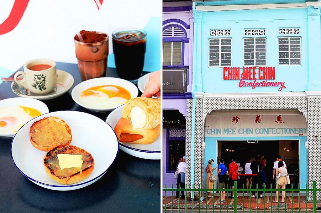 Chin Mee Chin Confectionery traditional kopitiam breakfast with kaya toast, soft boiled eggs and kopi at iconic Katong cafe