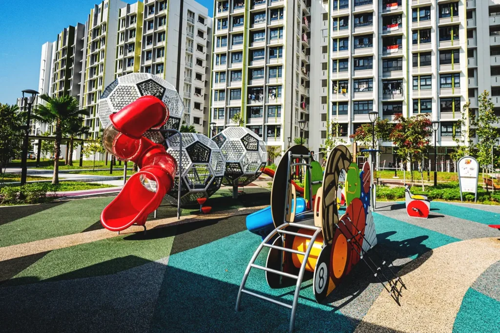 HDB estate playground Singapore residential housing near primary schools family living environment