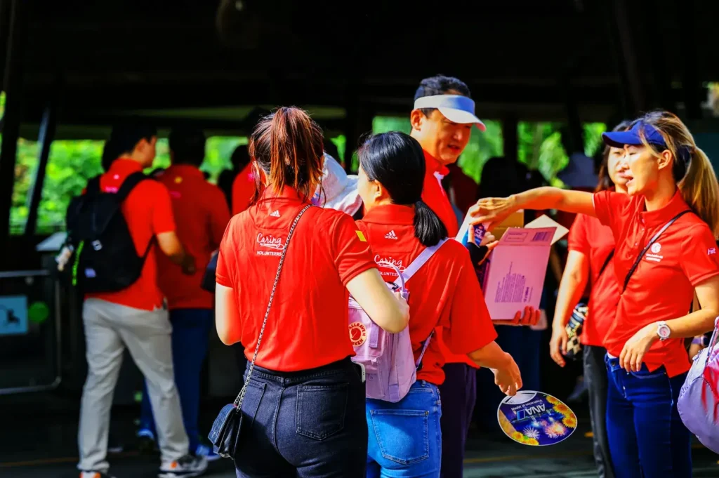 Community volunteers gathering in Singapore during social outreach or civic engagement event