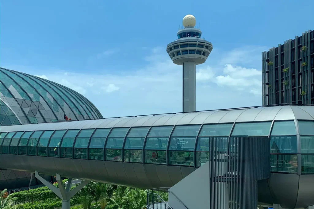 Changi Airport control tower and Skytrain connector