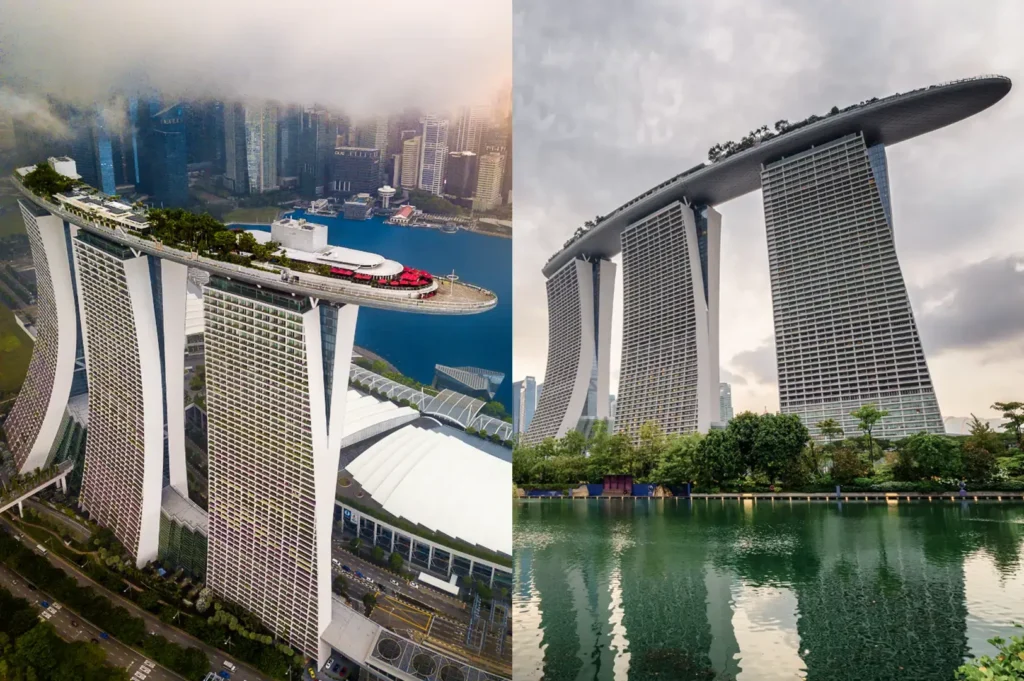 Marina Bay Sands with SkyPark rooftop and waterfront view.
