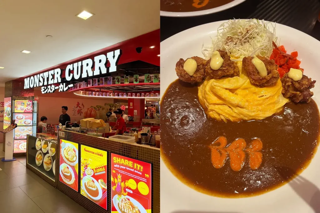 Monster Curry counter and Hamburg curry with omurice.